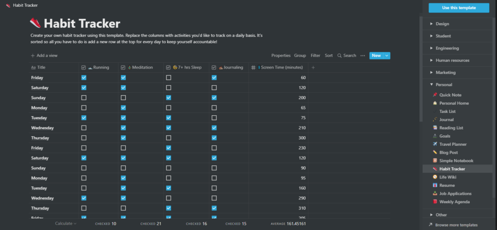 notion habit tracker template