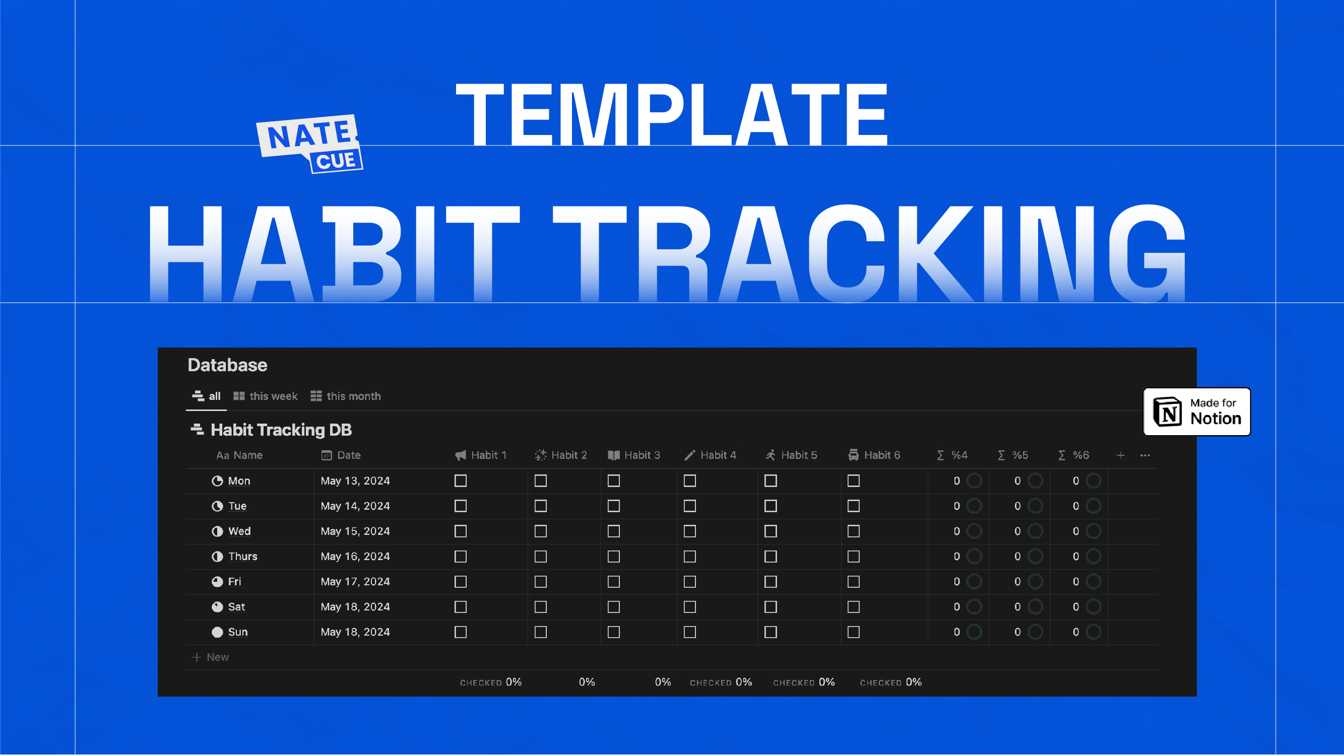 Habit Tracker template for Notion