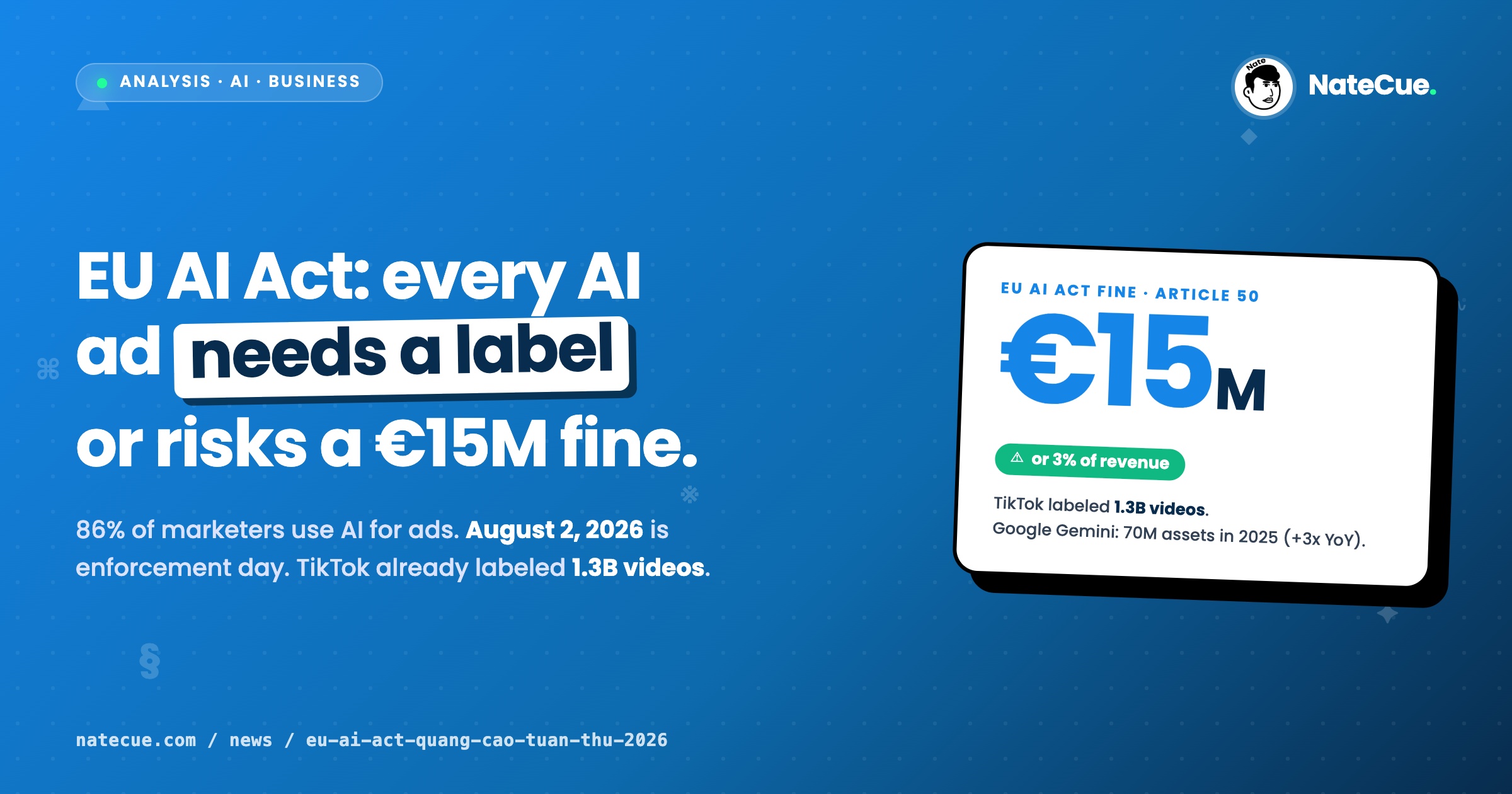 EU AI Act August 2: Every AI Ad Needs a Label or Risks a €15M Fine